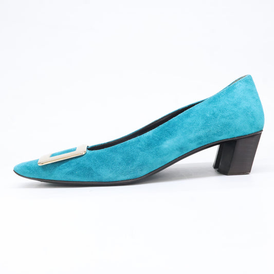 Roger Vivier ロジェヴィヴィエ シルバーバックル スエード ヒールパンプス シューズ