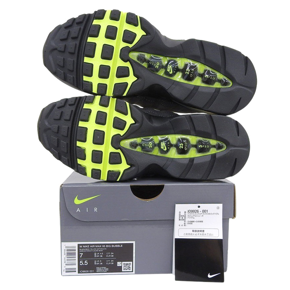 NIKE ナイキ 新品同様 Air Max 95 OG Big Bubbleスニーカー シューズ レディース ネオンイエロー 24cm IO0026-001 シューズ