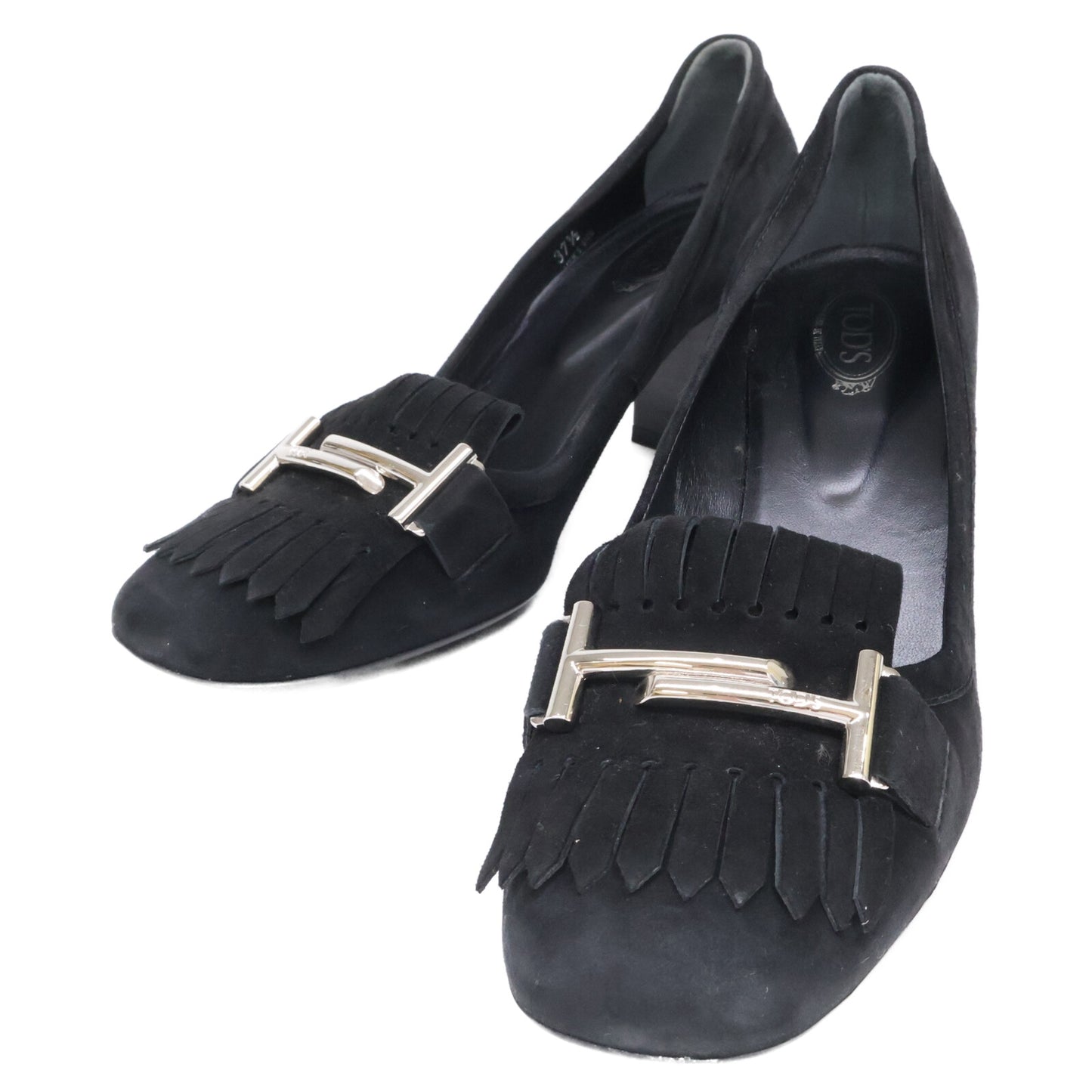 TOD'S トッズ スエード ダブルT フリンジ ヒールパンプス シューズ