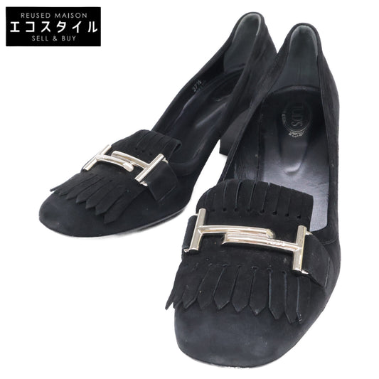 TOD'S トッズ スエード ダブルT フリンジ ヒールパンプス シューズ