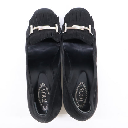 TOD'S トッズ スエード ダブルT フリンジ ヒールパンプス シューズ