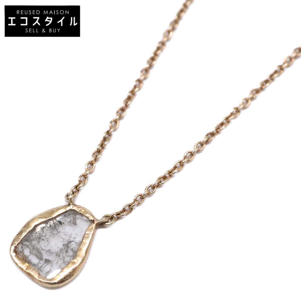 agete アガット 【美品】K10 スライスストーントップ ネックレス
