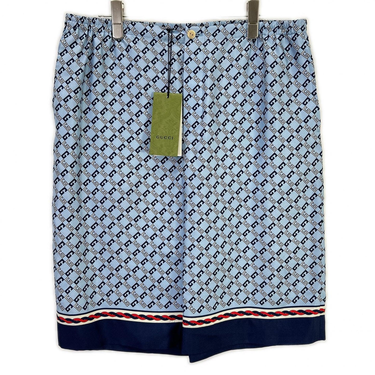GUCCI グッチ 672698 ライトブルー ジオメトリー スクエアGGプリントシルクショートパンツ ボトムス