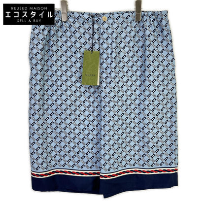 GUCCI グッチ 672698 ライトブルー ジオメトリー スクエアGGプリントシルクショートパンツ ボトムス