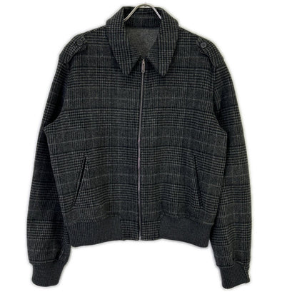 Z Zegna ジーゼニア グレー グレンチェック柄 カシミヤ混 ジップアップ ブルゾン ジャケット