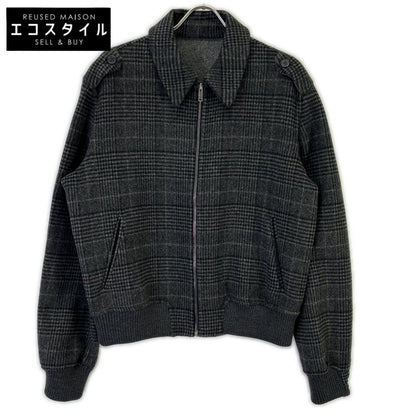 Z Zegna ジーゼニア グレー グレンチェック柄 カシミヤ混 ジップアップ ブルゾン ジャケット