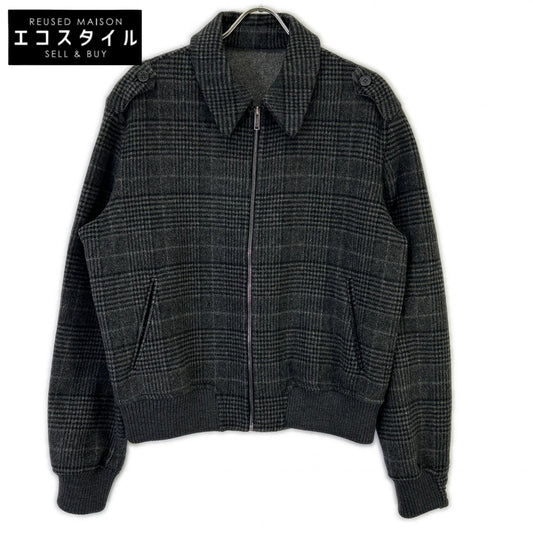 Z Zegna ジーゼニア グレー グレンチェック柄 カシミヤ混 ジップアップ ブルゾン ジャケット