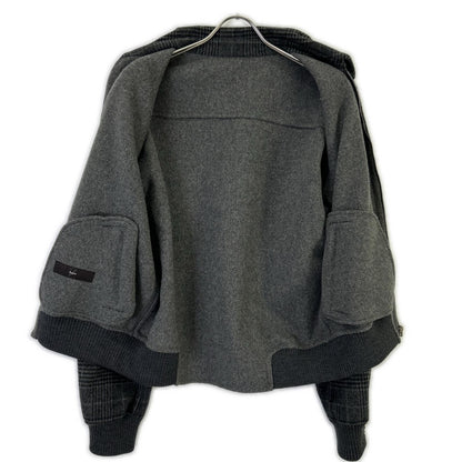Z Zegna ジーゼニア グレー グレンチェック柄 カシミヤ混 ジップアップ ブルゾン ジャケット