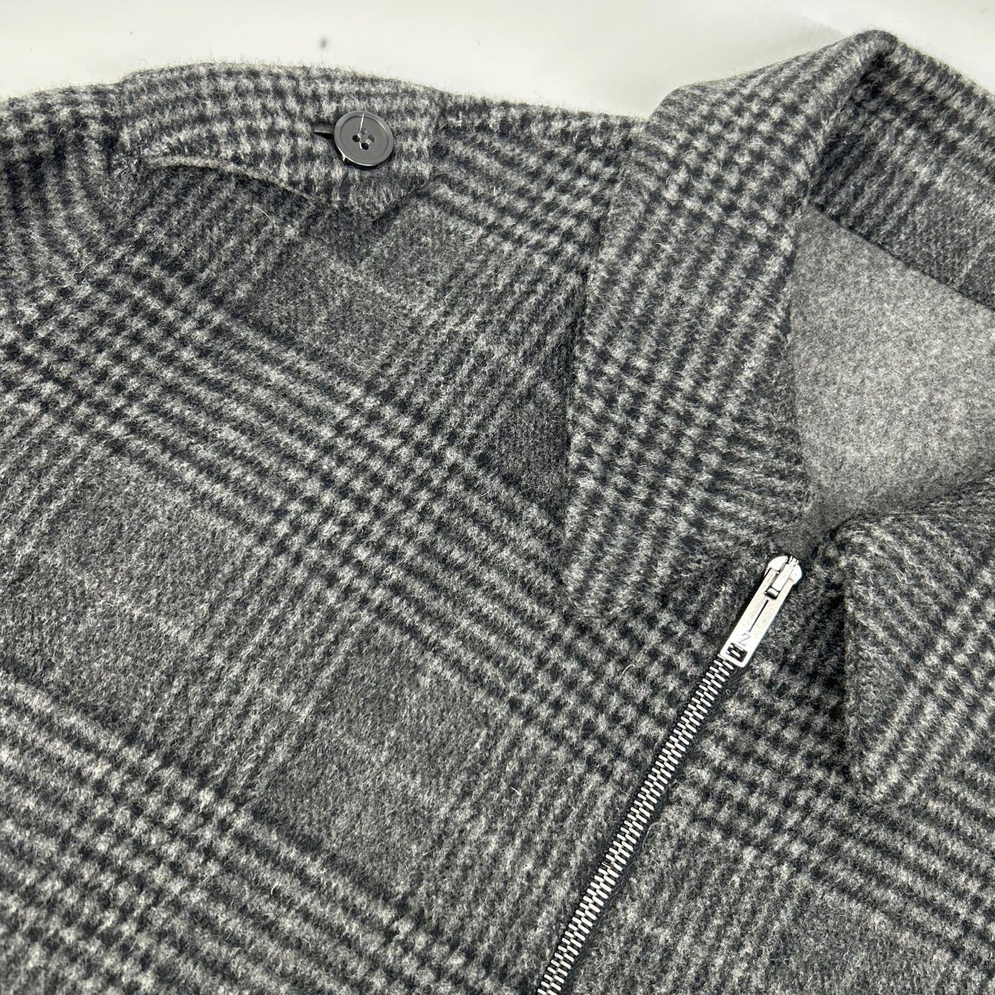 Z Zegna ジーゼニア グレー グレンチェック柄 カシミヤ混 ジップアップ ブルゾン ジャケット