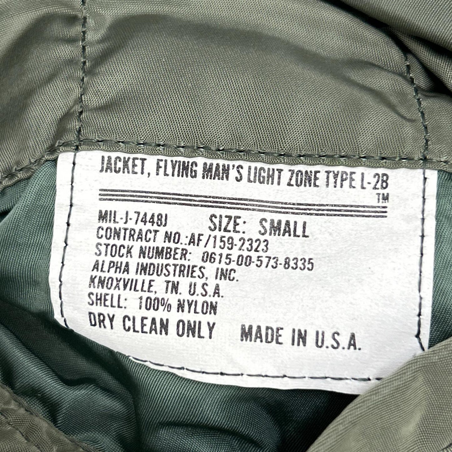 ALPHA INDUSTRIES 阿尔法工业 卡其色 L-2B 美国制造 飞行夹克 夹克