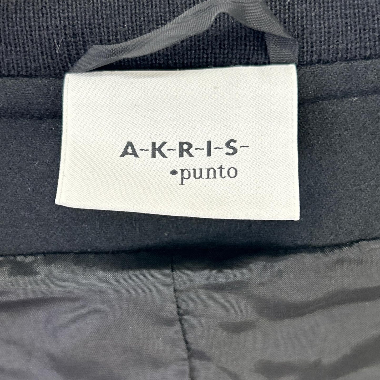 AKRIS アクリス ブラック ウール×レザー ブルゾン ジャケット