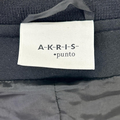 AKRIS アクリス ブラック ウール×レザー ブルゾン ジャケット