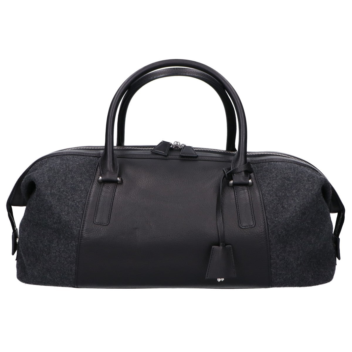 AKRIS アクリス レザー x フェルト 切替 ボストンバッグ