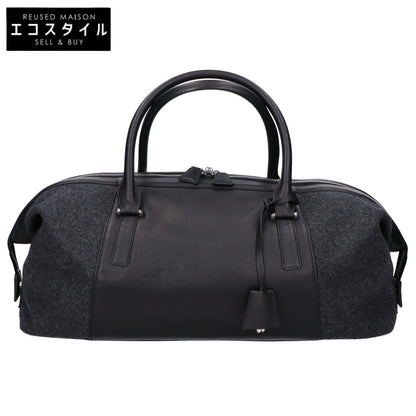 AKRIS アクリス レザー x フェルト 切替 ボストンバッグ