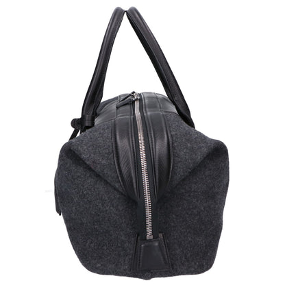 AKRIS アクリス レザー x フェルト 切替 ボストンバッグ