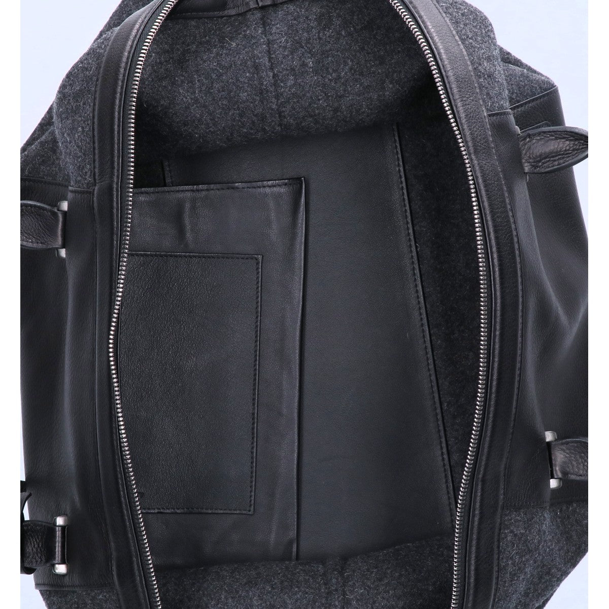 AKRIS アクリス レザー x フェルト 切替 ボストンバッグ