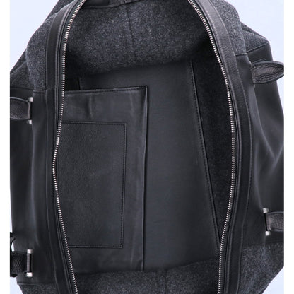 AKRIS アクリス レザー x フェルト 切替 ボストンバッグ