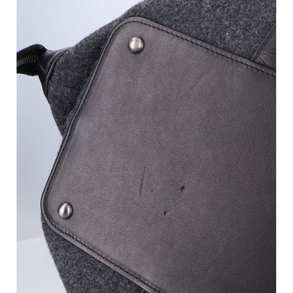 AKRIS アクリス レザー x フェルト 切替 ボストンバッグ