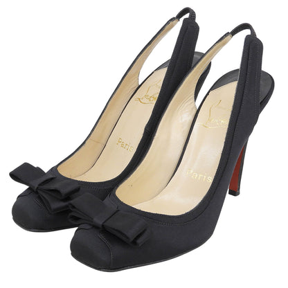 CHRISTIAN LOUBOUTIN クリスチャンルブタン 美品 リボンモチーフ ヒール パンプス レディース ブラック 37 シューズ