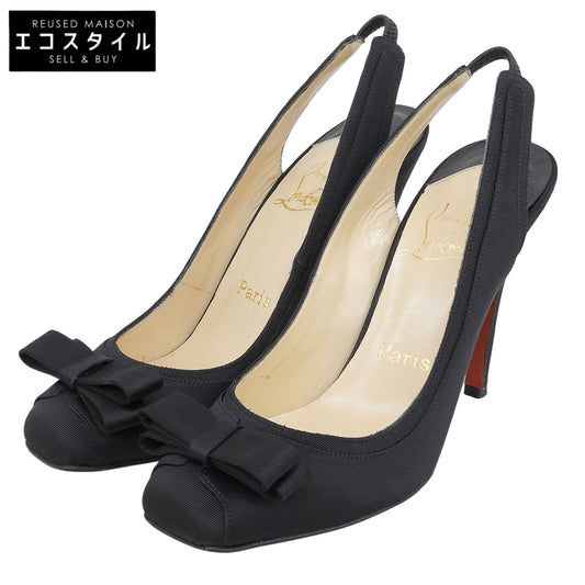 CHRISTIAN LOUBOUTIN クリスチャンルブタン 美品 リボンモチーフ ヒール パンプス レディース ブラック 37 シューズ