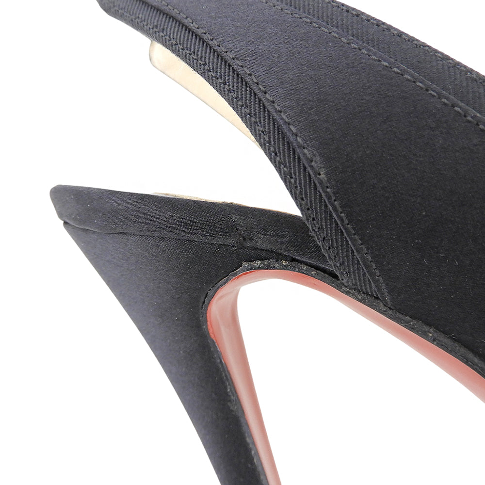 CHRISTIAN LOUBOUTIN クリスチャンルブタン 美品 リボンモチーフ ヒール パンプス レディース ブラック 37 シューズ