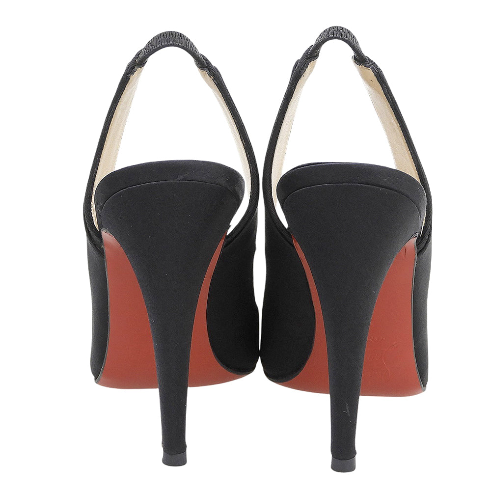 CHRISTIAN LOUBOUTIN クリスチャンルブタン 美品 リボンモチーフ ヒール パンプス レディース ブラック 37 シューズ