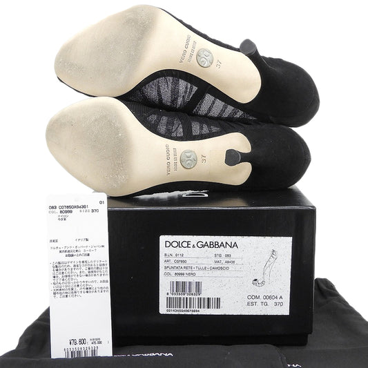 DOLCE&GABBANA ドルチェアンドガッバーナ 美品 メッシュ ヒール パンプス レディース ブラック 37 シューズ