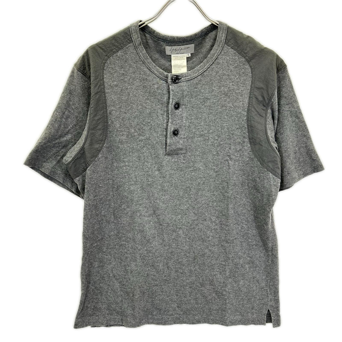 Yohji Yamamoto POUR HOMME ヨウジヤマモトプールオム HCT62082 99ss グレー ナイロン切り替えし Tシャツ トップス