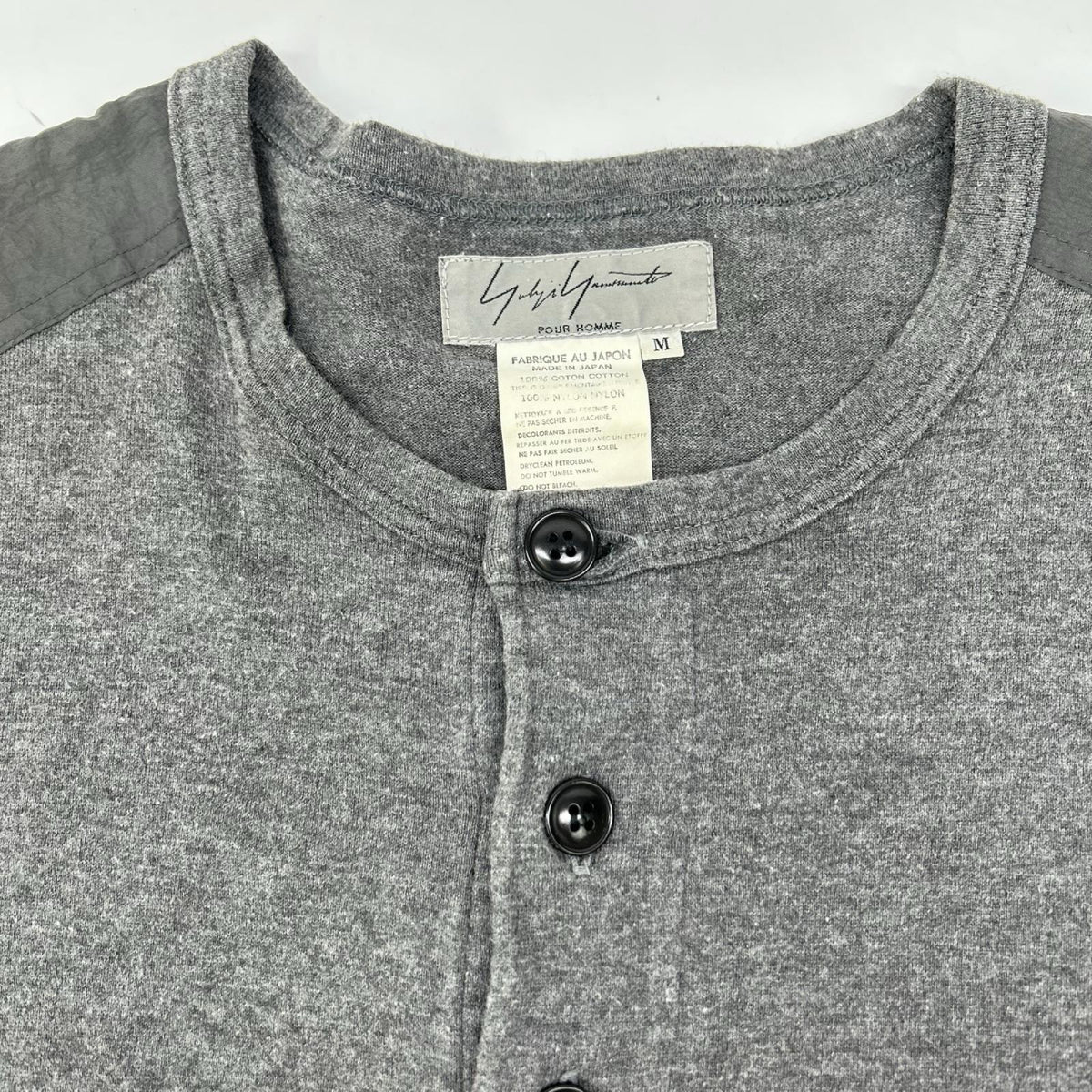 Yohji Yamamoto POUR HOMME ヨウジヤマモトプールオム HCT62082 99ss グレー ナイロン切り替えし Tシャツ トップス
