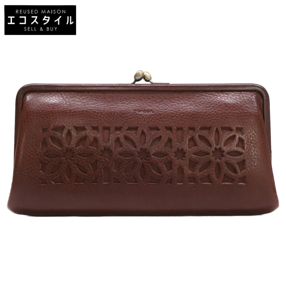genten GenTen 44250-56 Cutwork Long Wallet with Frame Closure, Long Wallet (with Coin Pocket)