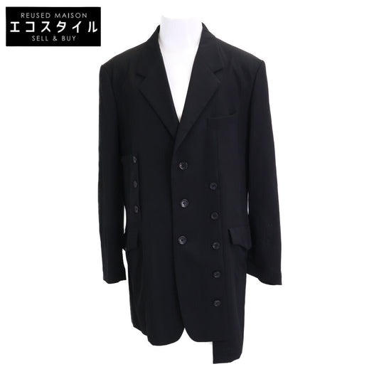 Yohji Yamamoto POUR HOMME Yohji Yamamoto Pour Homme [Excellent Condition/2025] HP-J21-100 WOOL GABARDINE SLEEVE BUTTON ASYMMETRY JACKET Asymmetrical Jacket Jacket