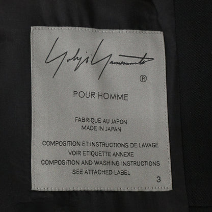 Yohji Yamamoto POUR HOMME ヨウジヤマモトプールオム 【美品/25年製】HP-J21-100 WOOL GABARDINE SLEEVE BUTTON ASYMMETRY JACKET アシメントリージャケット ジャケット