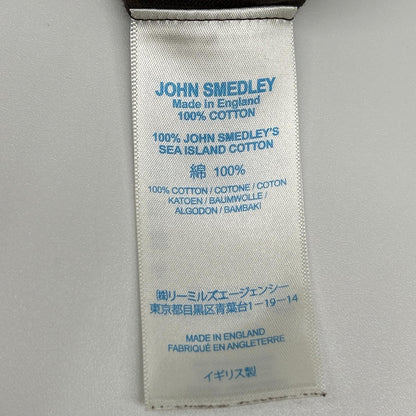JOHN SMEDLEY ジョンスメドレー イギリス製 ブラウン コットン100 クルーネックリブニット トップス