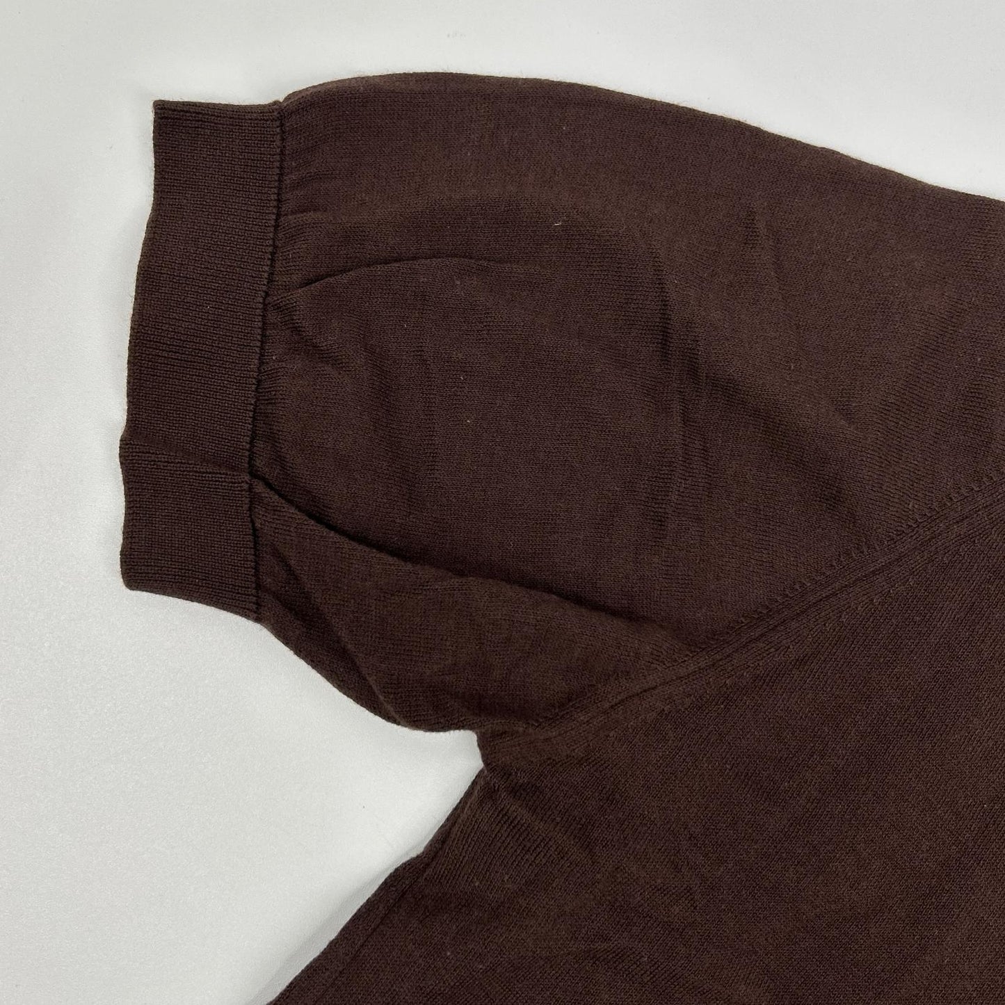 JOHN SMEDLEY ジョンスメドレー イギリス製 ブラウン コットン100 クルーネックリブニット トップス