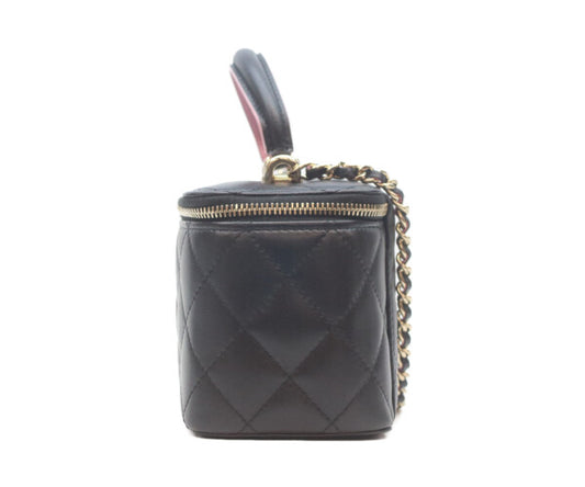 CHANEL シャネル ブラック×ピンク トップハンドル チェーンショルダー バニティバッグ ショルダーバッグ