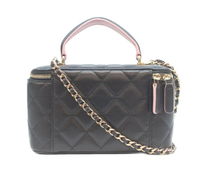 CHANEL シャネル ブラック×ピンク トップハンドル チェーンショルダー バニティバッグ ショルダーバッグ