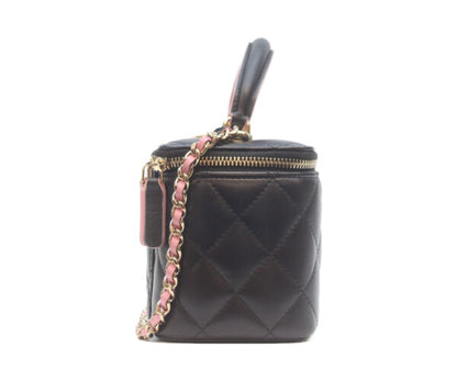 CHANEL シャネル ブラック×ピンク トップハンドル チェーンショルダー バニティバッグ ショルダーバッグ
