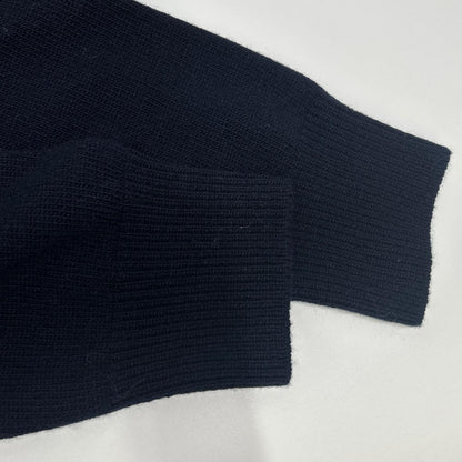 MIUMIU Miu Miu navy MMF872 embroidered-logo argyle V-neck cardigan top