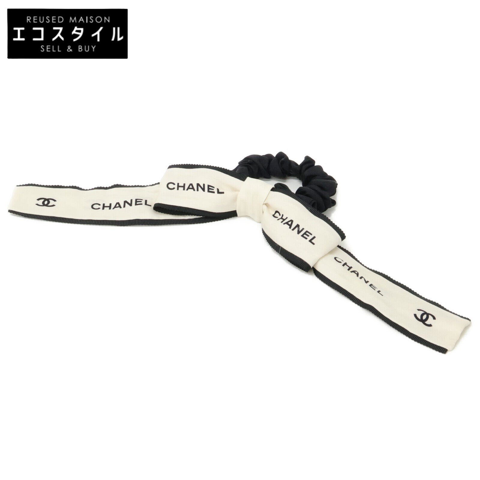 CHANEL シャネル 22A ロゴリボン シルク シュシュ ヘアアクセサリー