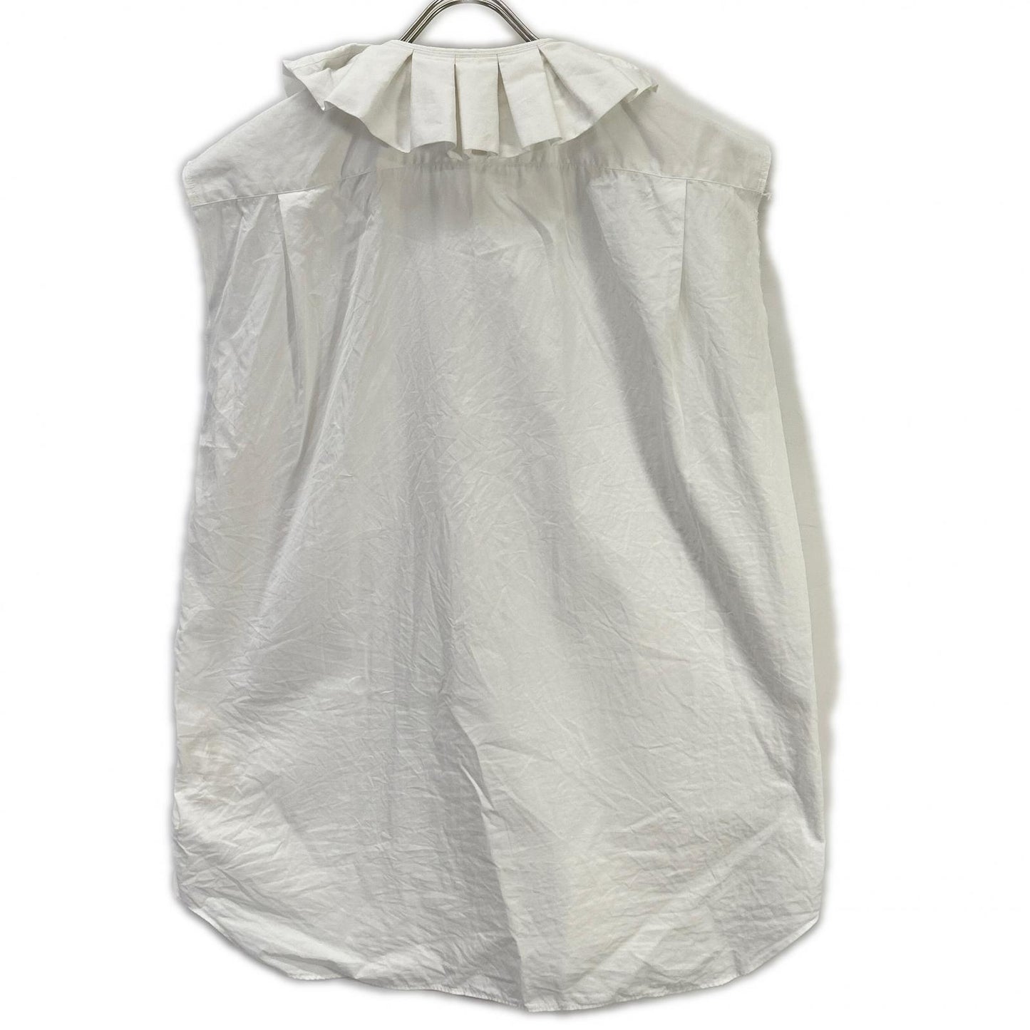 COMMEdesGARCONS HOMME PLUS コムデギャルソンオムプリュス ホワイト PO-B029 スリーブレスカラーフリルノースリーブシャツ トップス