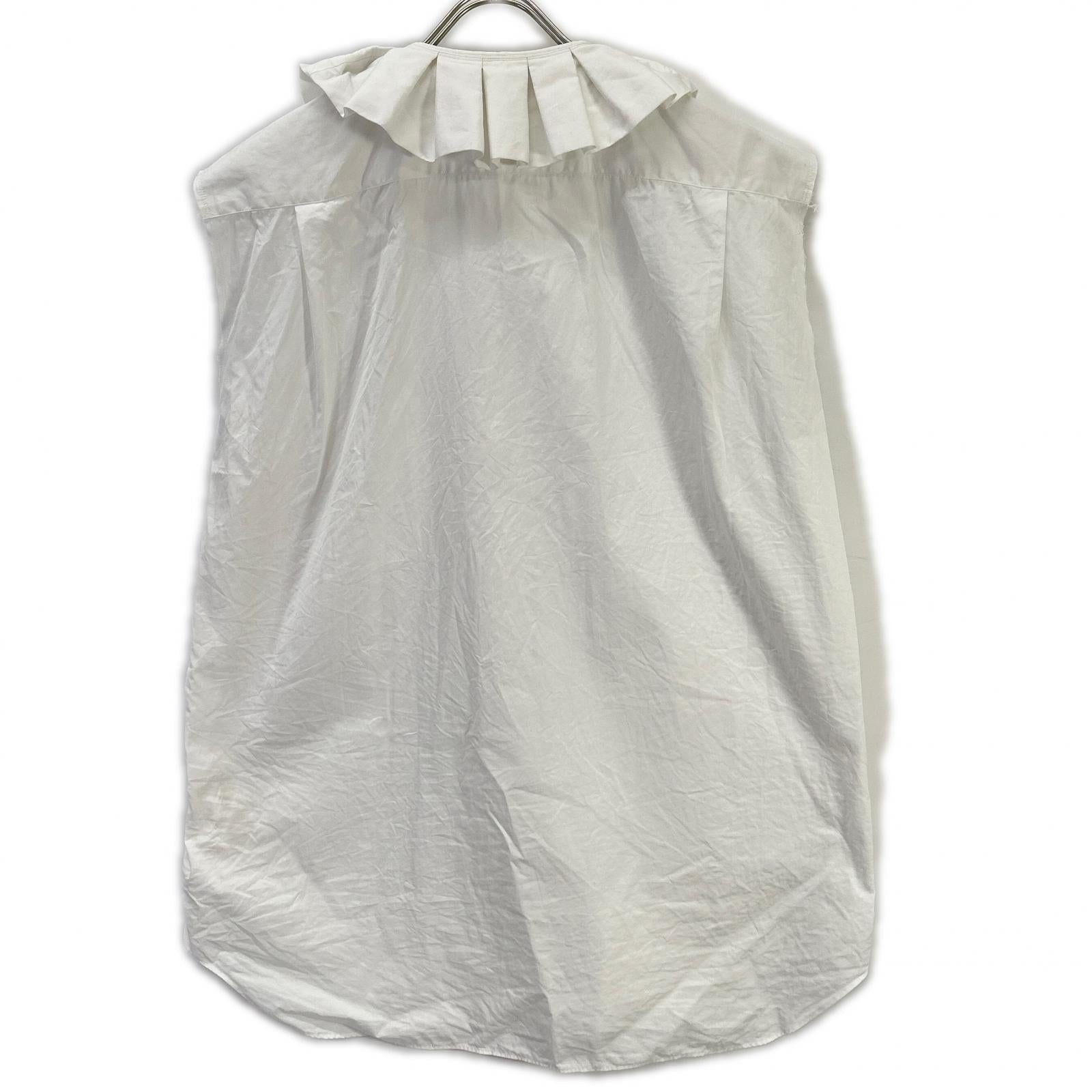 COMMEdesGARCONS HOMME PLUS コムデギャルソンオムプリュス ホワイト PO-B029 スリーブレスカラーフリルノースリーブシャツ トップス