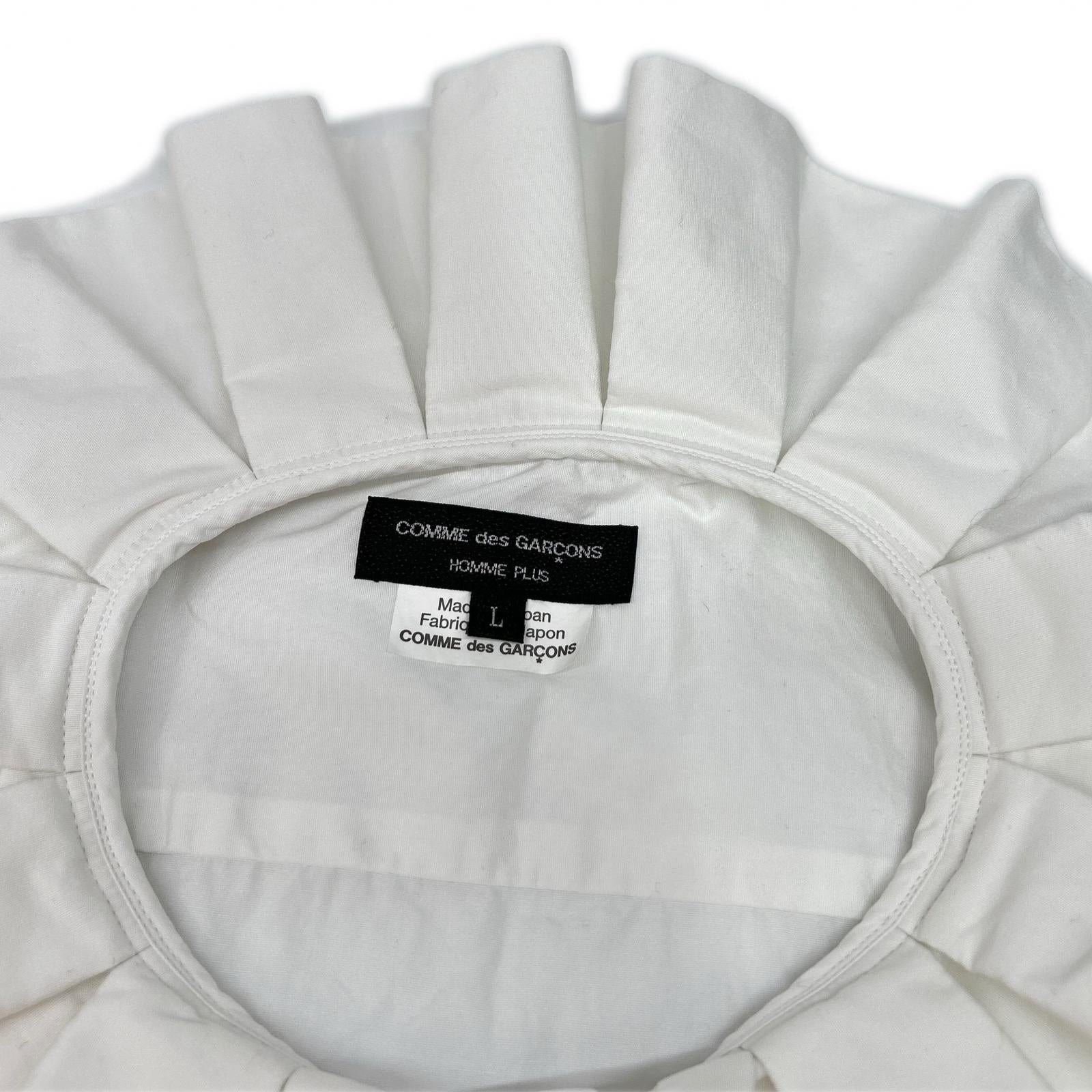 COMMEdesGARCONS HOMME PLUS コムデギャルソンオムプリュス ホワイト PO-B029 スリーブレスカラーフリルノースリーブシャツ トップス