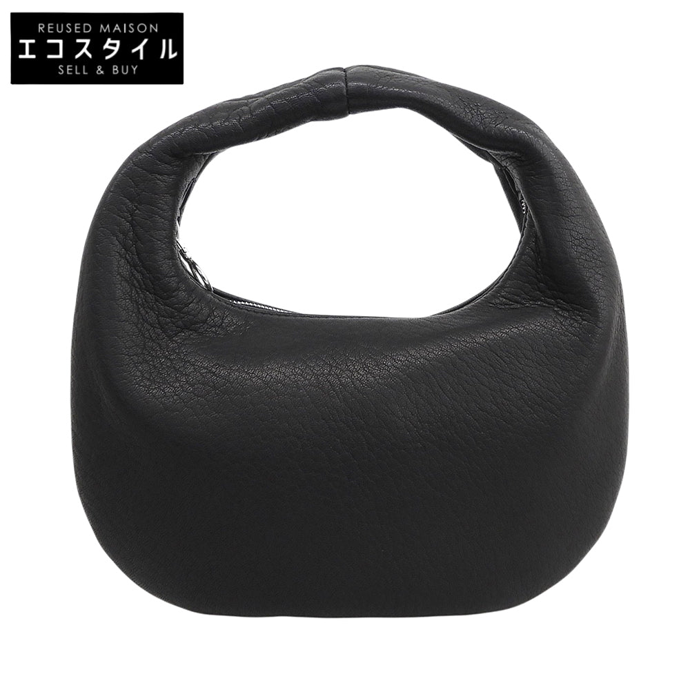 Aeta アエタ 新品同様 ROUND ONE SHOULDER レザー ハンドバッグ レディース ブラック DA58 ハンドバッグ