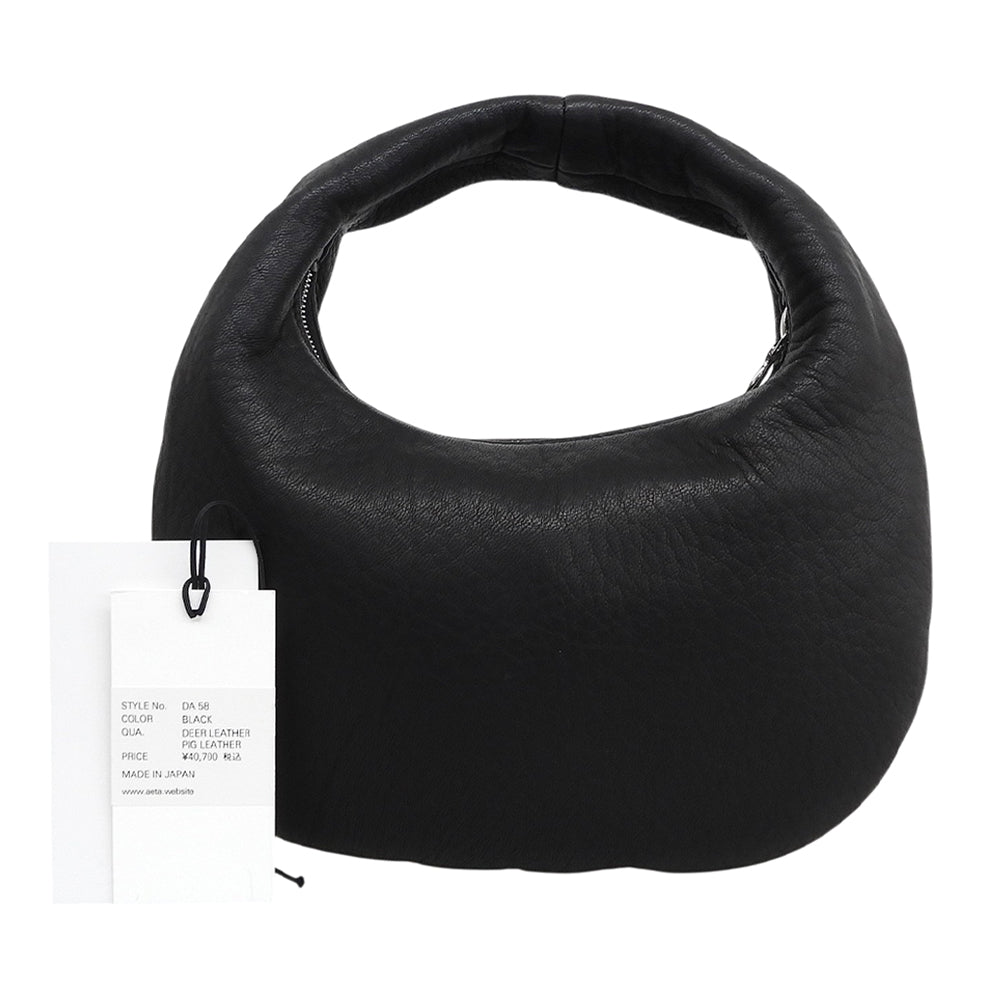 Aeta アエタ 新品同様 ROUND ONE SHOULDER レザー ハンドバッグ レディース ブラック DA58 ハンドバッグ