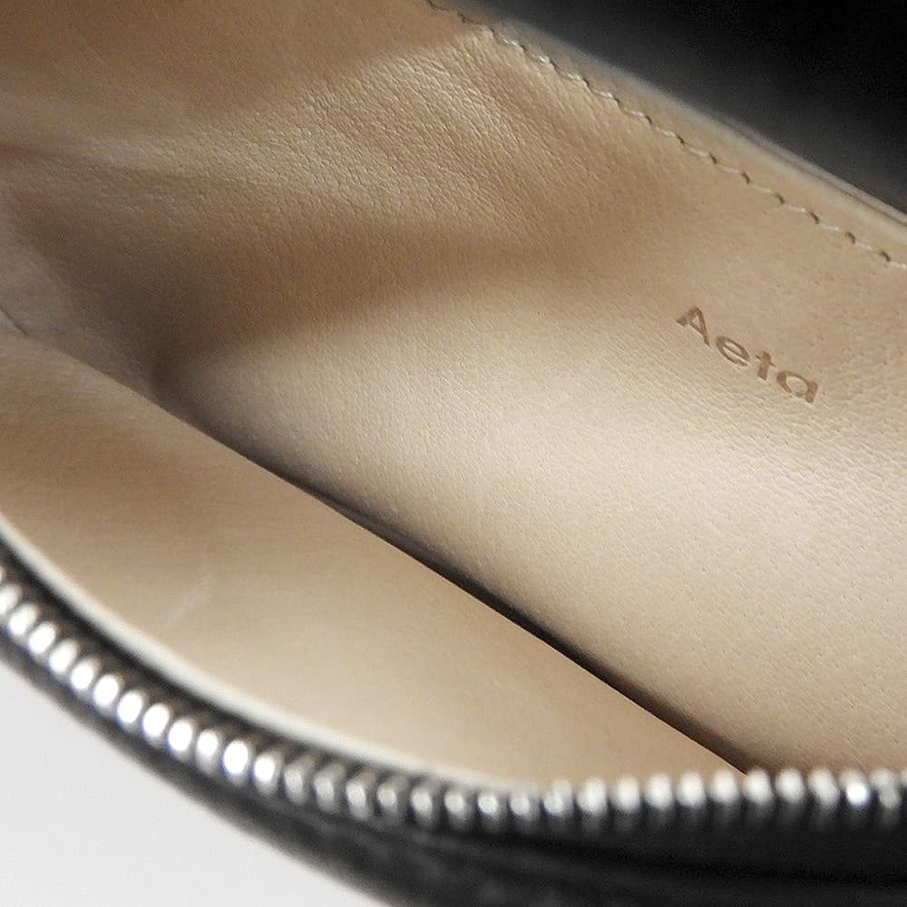 Aeta アエタ 新品同様 ROUND ONE SHOULDER レザー ハンドバッグ レディース ブラック DA58 ハンドバッグ