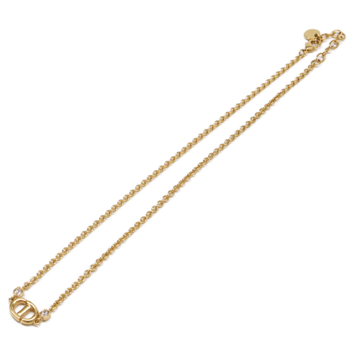 Christian Dior クリスチャンディオール 【美品】CD NAVY NECKLACE CDシグネチャー ロゴ メタル クリスタル ネックレス