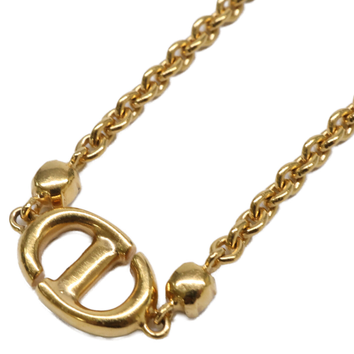 Christian Dior クリスチャンディオール 【美品】CD NAVY NECKLACE CDシグネチャー ロゴ メタル クリスタル ネックレス