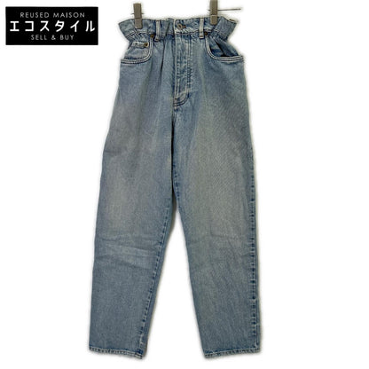 MIUMIU ミュウミュウ ブルー 20年 GWP299 コットン ウエストギャザー アイコニック テーパード デニムパンツ ボトムス