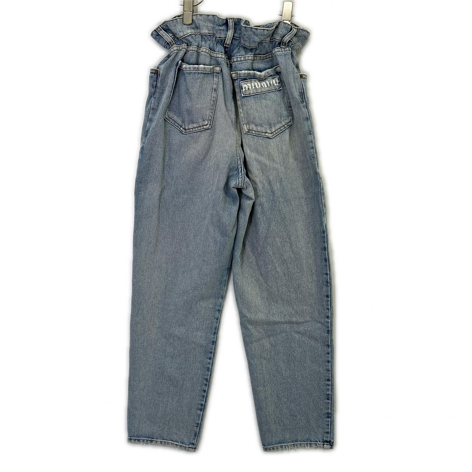 MIUMIU ミュウミュウ ブルー 20年 GWP299 コットン ウエストギャザー アイコニック テーパード デニムパンツ ボトムス