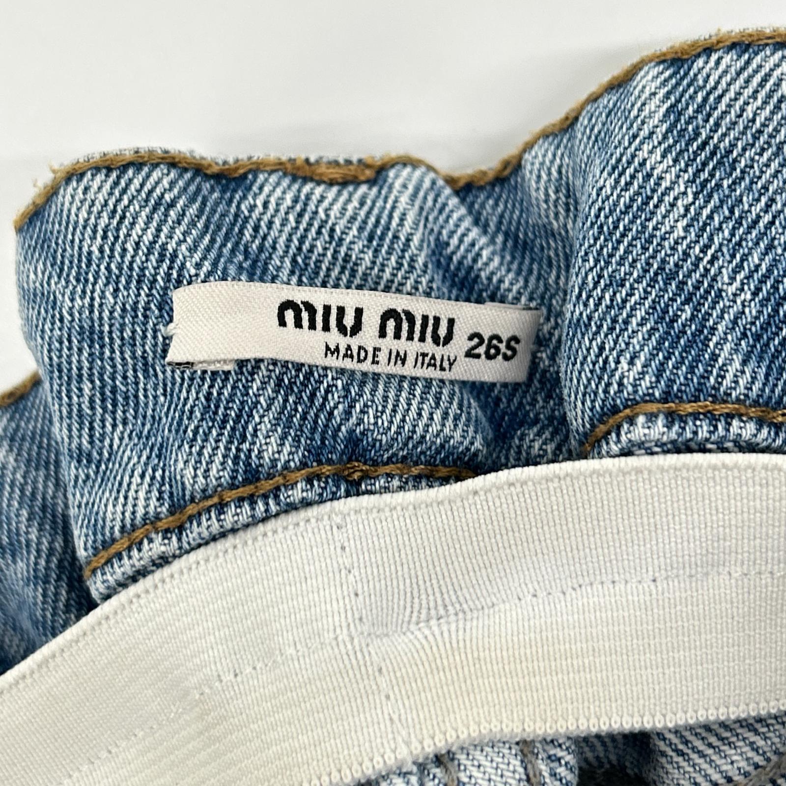 MIUMIU ミュウミュウ ブルー 20年 GWP299 コットン ウエストギャザー アイコニック テーパード デニムパンツ ボトムス